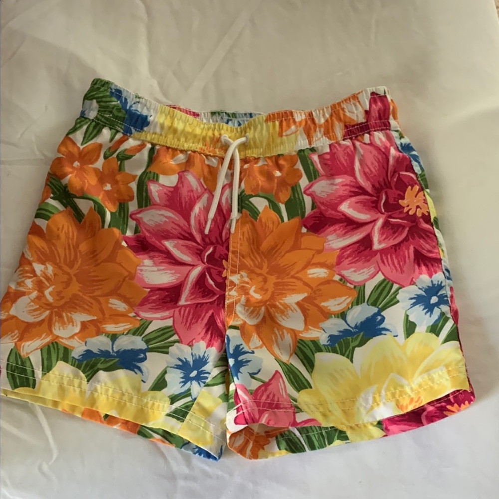 Janie and Jack Floral Print boys swim trunks